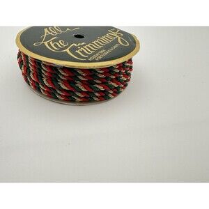 VTG 1996 All The Trimmings Red Green Gold Christmas Cord Trim Hirscheberg Braid